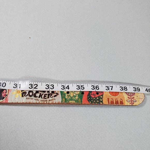 Fossil Women’s Leather Belt Medium Brown Patchwork Boho Fits Waist 32" to 36" - Picture 7 of 8